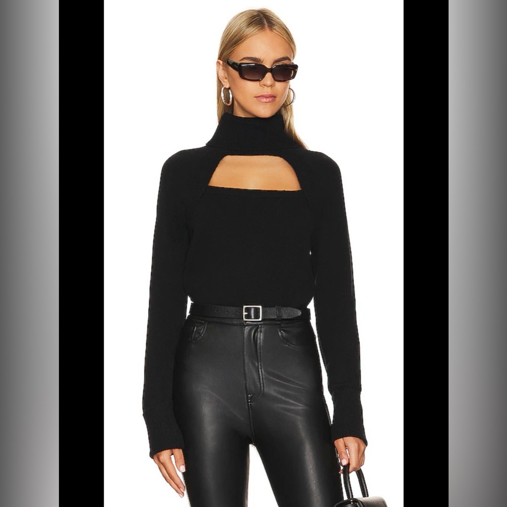 PAIGE Women’s Black Cherise Cut-out Turtle Neck  Sweater Size Medium